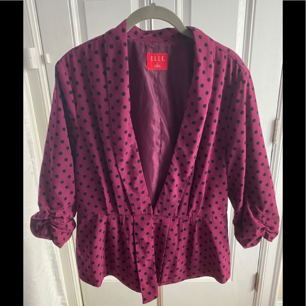 Polka Dot Magenta Peplum Blazer
